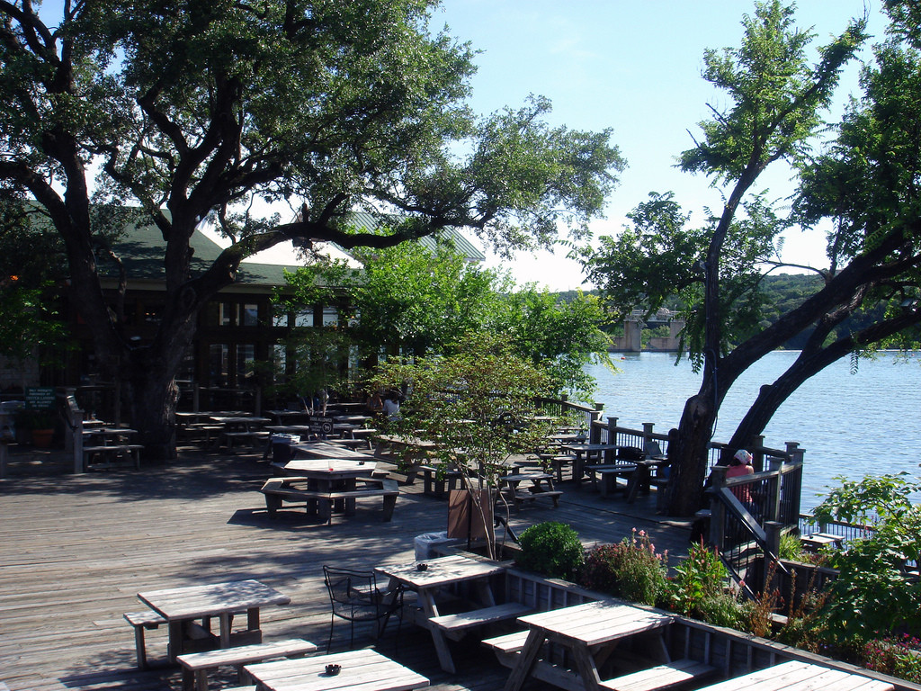 Enjoy a coffee as you take in the view of Lake Austin