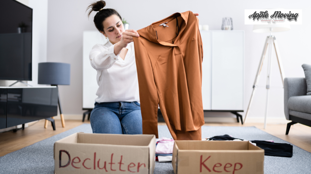 woman decluttering clothes