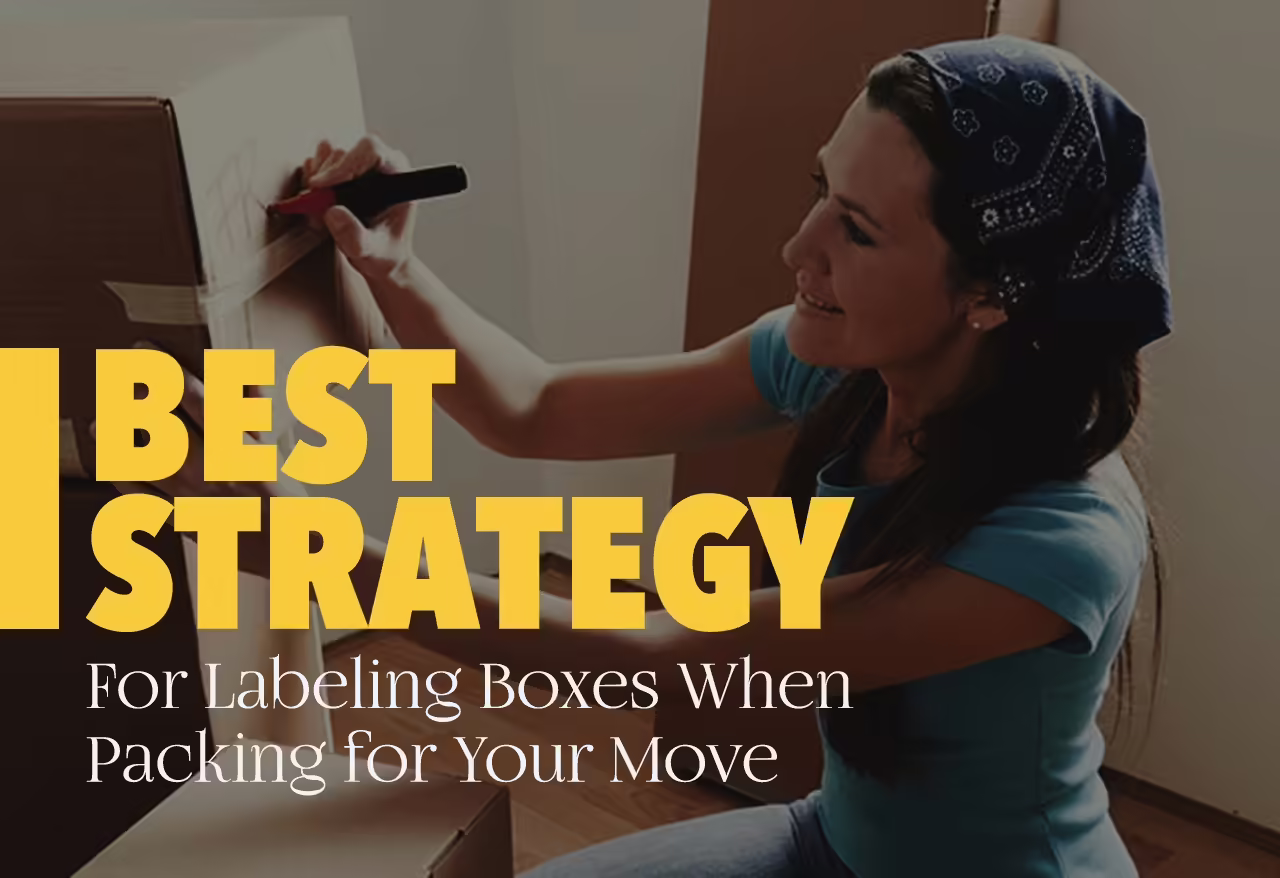 Woman labeling boxes